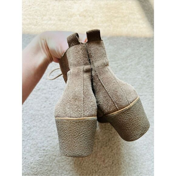 Lucky Brand Jaemma Beige Lace-Up Wedge Heel Ankle Booties sz 6.5M - Picture 5 of 7